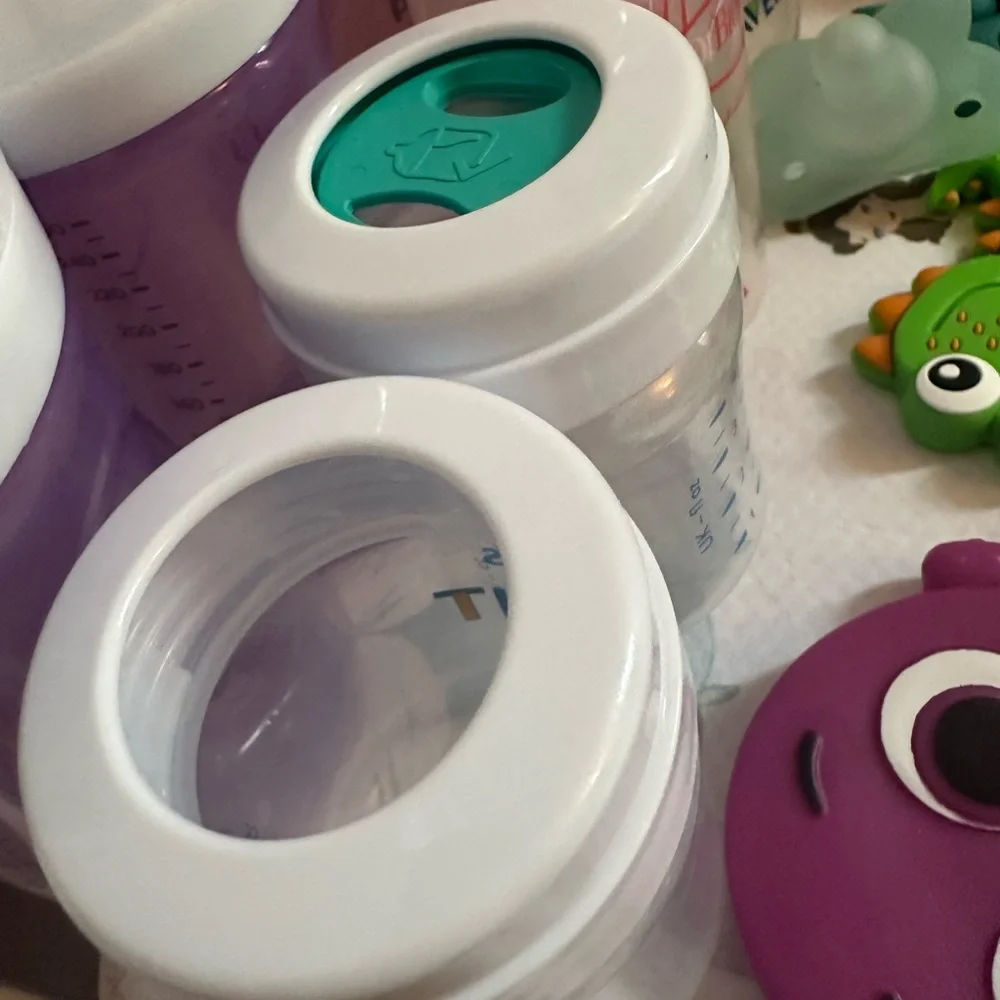 Baby Bottle and Pacifier Set - Pink, Blue, Green